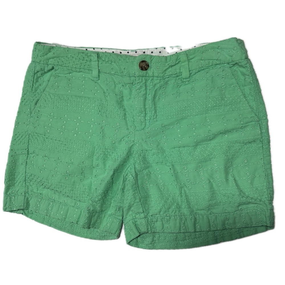 MERONA SHORTS Green Eyelet Lace Overlay Size 4 Shorts